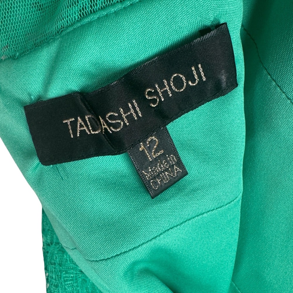 Tadashi Shoji Lace Sheath Dress Size 12 Emerald Green Cocktail Elegant Romantic - Picture 4 of 16